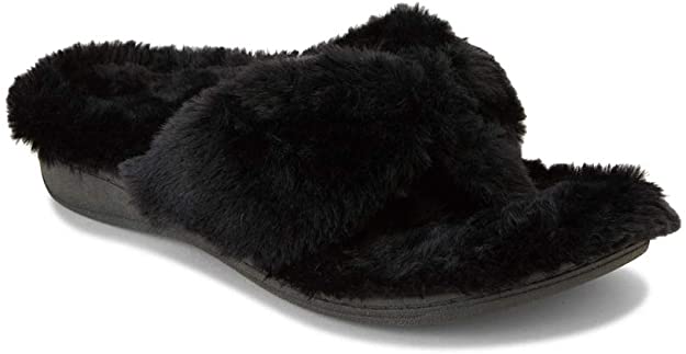 Vionic Women's Indulge Gracie Toe-Post Plush Slipper - Toe-Post Slippers with Concealed Orthotic Arch Support