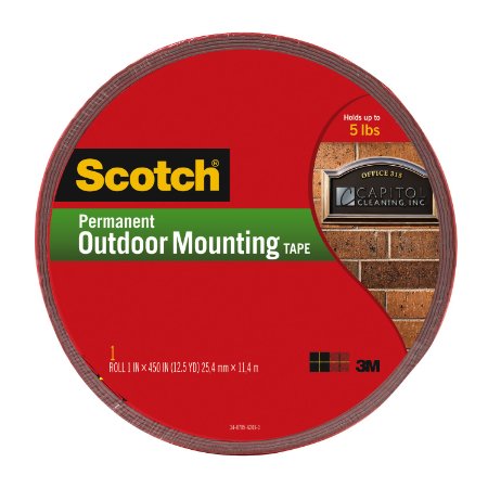 Scotch Permanent Outdoor Mounting Tape, 1 Inch x 450 Inches (4011-LONG)