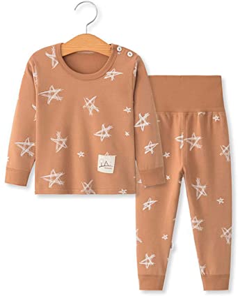YANWANG 100% Organic Cotton Baby Boys Girls Pajamas Set Long Sleeve Sleepwear(3M-6T)