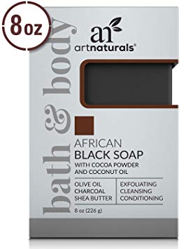 ArtNaturals African Black Soap Bar - (8 Oz / 226g) - Pure and Natural Acne Treatment - Face and Body Wash