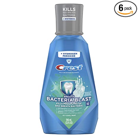 Crest Breath Bacteria Blast Mouthwash, Icy Cool Mint, 32 fl oz