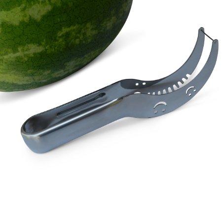 2 in 1 Stainless Steel Watermelon Slicer and Tongs - The best and easiest way to cut watermelons