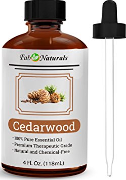 Fab Naturals Cedarwood Essential Oil 4 Oz, 100% PURE Texas Oil for Diffuser, Hair, Dogs, Fleas