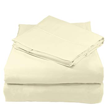 Whisper Organics 100% Organic Cotton Bed Sheet Set, 500 Thread Count, 4 Piece: Fitted Sheet, Flat Sheet + 2 Pillowcases - GOTS Certified (King, Natural)