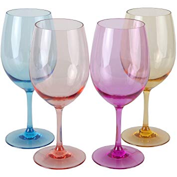 Lily's Home Unbreakable Acrylic Wine Glasses, Made of Shatterproof Tritan Plastic and Ideal for Indoor and Outdoor Use, Reusable, Mixed Color (20oz each, Set of 4)