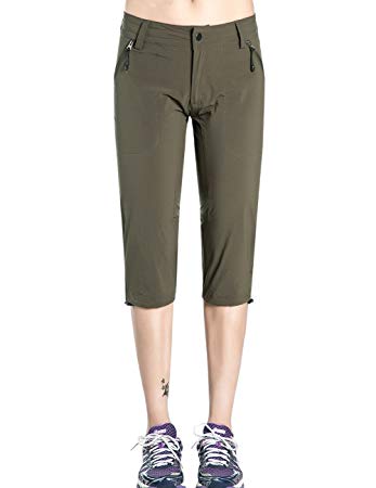 Hopgo Women's Quick Dry Outdoor Capri Pants Lightweight Cargo Pants Crop Hiking Pants