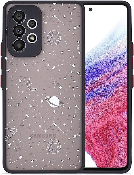 Ownest Compatible with Samsung Galaxy A53 5G Case, Clear Star Planet Universe Pattern Frosted PC Back 3D and Soft TPU Bumper Protective Silicone Shockproof Fashion Case for Samsung A53 5G-Star