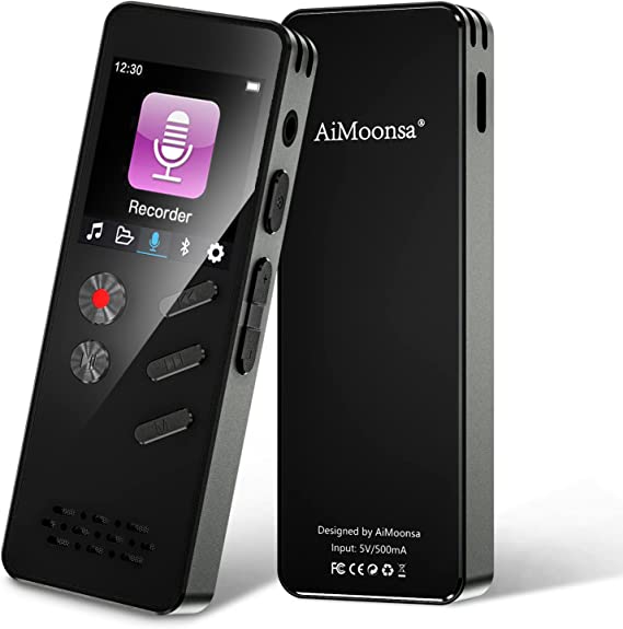 AiMoonsa 64GB Digital Voice Recorder, Voice Recorder with Playback Bluetooth 1000mAh Battery Speaker Audio Recorder for lectures Meetings Interviews Voice Activated Recorder MP3 Player with Bluetooth