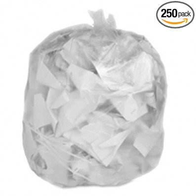 Plasticplace 33 Gallon Trash Bags, Clear, High Density 33" X 40" 250/Case 16 Microns
