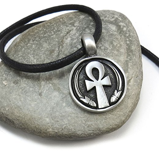 Ancient Egyptian Ankh Necklace with Faux Leather Cord