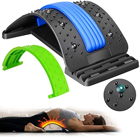 Back Stretcher, AiBast Spine Deck Back Stretcher for Pain Relief Adjustable Multi-Level Lower Back Stretcher with Magnet for Herniated Disc,Sciatica,Scoliosis
