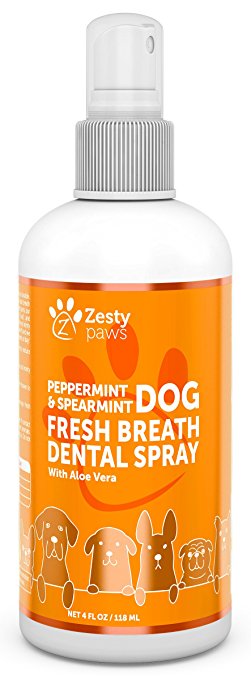Fresh Breath Dental Spray for Dogs - Advanced Oral Hygiene Freshener with Peppermint Oil & Spearmint Leaf - Aloe Vera & Rosemary Oil to Support Teeth, Gum & Digestive Health   Remove Plaque, 4 FL OZ
