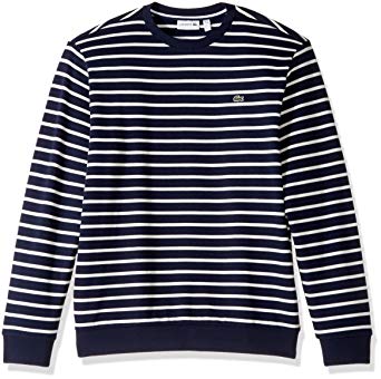 Lacoste Mens Crewneck Stripe Fleece Sweater, Sh1969-51