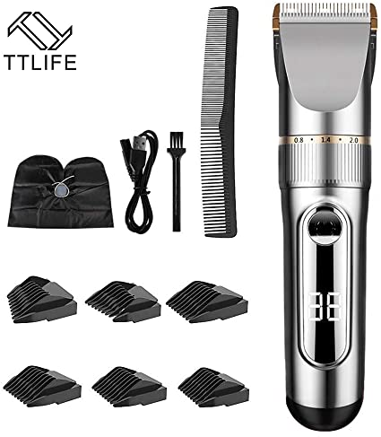 TTLIFE Hair Clippers Cordless Rechargeable Led Display with 6 Guide Combs(Two Modes are Suitable for Adults and Children)