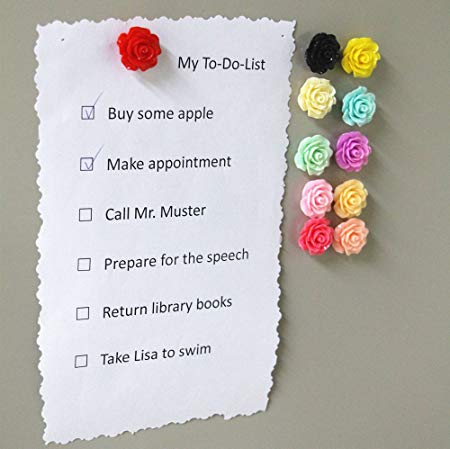 Yalis 20 Pcs Assorted Color Refrigerator Magnets Colorful Floret Magnetic Pushpins for Whiteboard, Fridge Decorative and Holding Paper (Rose)