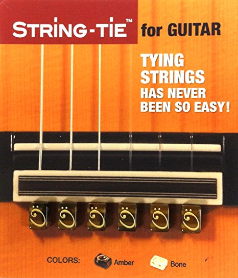 TSTGA TENOR String-Tie Tailpiece BridgeBeads Set for Classical or Flamenco Spanish Guitar, AMBER Color Bridge Beads.