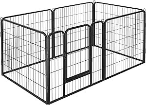 Yaheetech Parc Enclos Interieur Cage 6 Panneaux Parc pour Chiens Chiots Lapins Métal 80 x 80 cm Noir