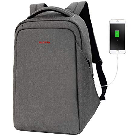 Laptop Backpack Anti Theft and Slim Lightweight Design, Water Resistant and USB Charging Point School College Bag Fits 15.6 Inch Laptop Notebook by SLOTRA (Dark Grey)