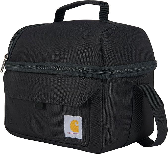 Carhartt Insulated 12 Can Two Compartment Lunch Cooler, Fully-Insulated Lunch Box, Black