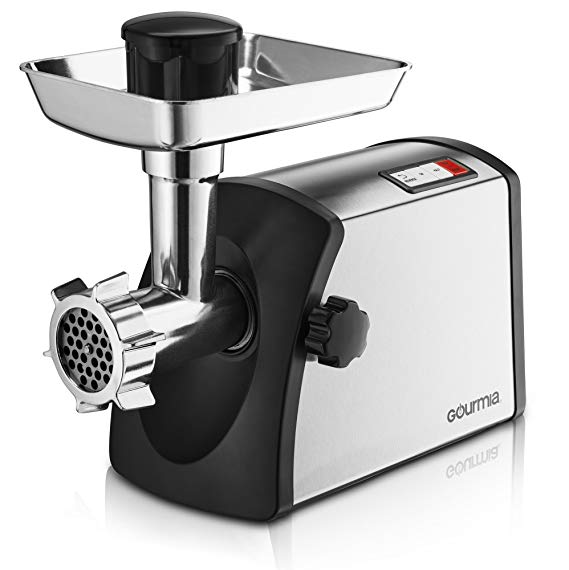 Gourmia Meat Grinder Grinding Plates Bonus Accessories Includes Sausage Horn & Free E-Recipe Book Included (2200 watts)