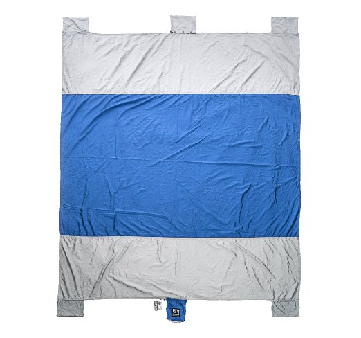 Sand Escape Compact Outdoor Beach Blanket / Picnic Blanket- 7' X 9' 20% Bigger Than Other Blankets. Made From Strong Ripstop Parachute Nylon. Includes Built In Sand Anchors & Valuables Pocket