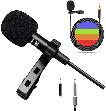 Mini Microphone for Android Smartphones iPhone Laptop Camera,Omnidirectional Condenser Mic,Recording Mic for YouTube Interview Video,12 FT Length Noise Cancelling
