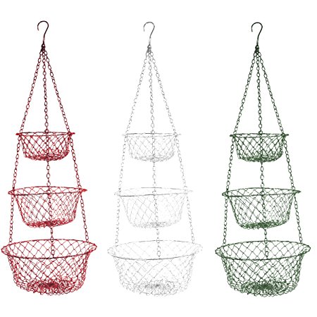 Fox Run 3 Tier Hanging Fruit Vegetable Kitchen Storage Basket - Colors may vary