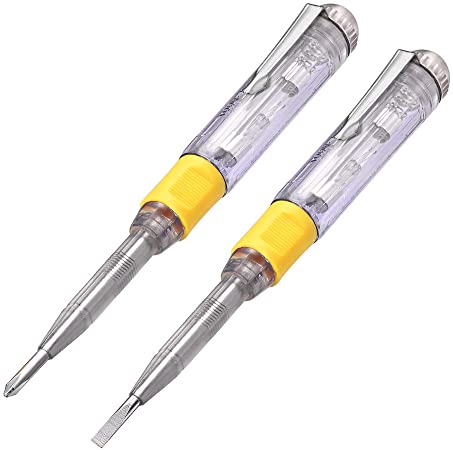 Eightwood Pen Electric Tester Voltage Detector Mains Tester Screwdriver 2pcs Dual-Purpose Screwdriver Electrical Pen Tester 220v Voltage Tester Slotted Electrify 100-500V Electrical Tester