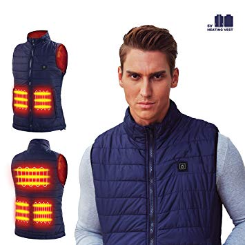 Heated USB Electric Puffer Vest Heating Jacket Cold-Proof Warm Clothes Washable More Sizes Adjustment (Battery Not Included)