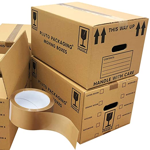 20 Strong Cardboard Boxes 47cm x 31.5cm x 25cm 44 litres Packing Shipping House Moving Double Wall Box With Tape