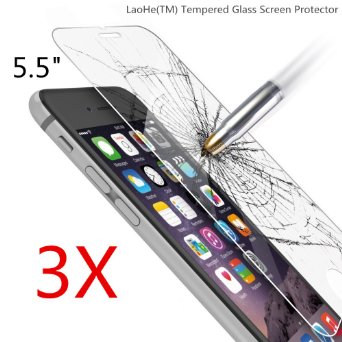 iPhone 6s Plus Screen Protector LaoHeTM Premium Tempered Glass Screen Protector Film for Apple iPhone 6 Plus and iPhone 6s Plus Newest Model 55-3Pack