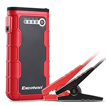 Excelvan 12V 400A Peak 12000mAh Portable Car Jump Starter Auto Battery Booster Phone Power Bank with LED Light Dual USB Charging Port for Truck Motorcycle Boat Automotive