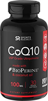 CoQ10 with Organic Coconut Oil and Bioperine for Enhanced Absorption ~ Vegan Certified and Non-GMO Verified (30 Veggie Softgels)