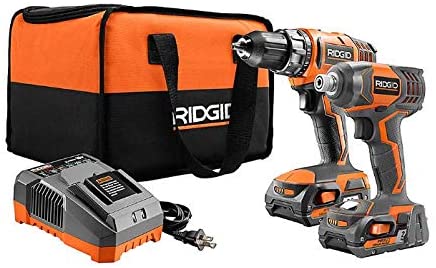 RIDGID R96021SB 18V Lithium-Ion Cordless Drill/Driver and Impact Driver Combo Kit with (2) 2.0Ah Batteries