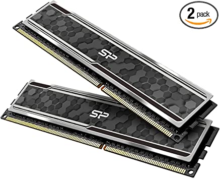 Silicon Power Gaming Series DDR4 32GB (16GBx2) 3200MHz (PC4 25600) 288-pin CL16 1.35V UDIMM Desktop Memory Module RAM with Heatsink Grey SP032GXLZU320BDAJ7