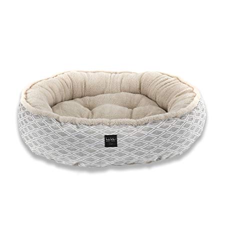 Home Dynamix and Nicole Miller Comfy Pooch Dog Bolster Bed 30" Round Bolster Bed Beige Lattice