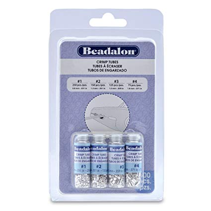 Artistic Wire 305B-121 Beadalon Crimp Tube Variety Pack #1-4 Silver, Plated, 600-Piece