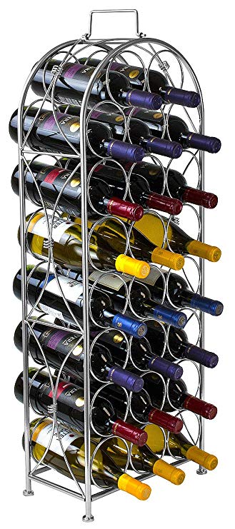 Sorbus Wine Rack Stand Bordeaux Chateau Style - Holds 23 Bottles of Your Favorite Wine - Elegant Looking French Style Wine Rack to Compliment Any Space - No Assembly Required (Silver)