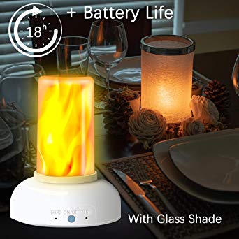 LED Flame Torch Table Lamp - Gift Package Rechargeable Modern Cracked Style Glass Table Lamps for Living Room, Bedroom, Night Table (Includes Timer & Remote)