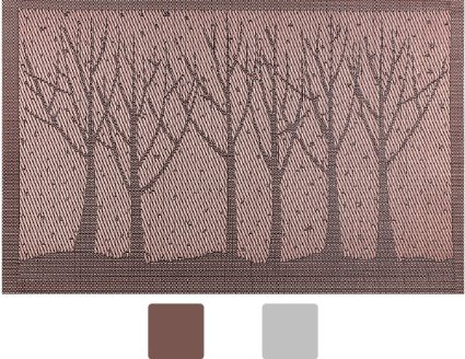 Secret Life Golden Brown Vinyl Woven Tree Dinning Table Placemat, Set of 6 -Reversible Outdoor/indoor Use, Washable Wipe Easy to Clean