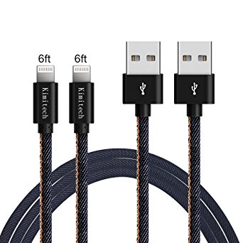 Kimitech Cowboy iPhone Charger 2pack 6.6ft Lightning Cable - [MFi Certified] Durable Braided Nylon for latest iOS including iPhone 7/7Plus/IPad Pro (blue)
