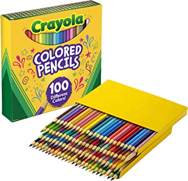 Crayola Colored Pencils, 100 Count, Vibrant colours, Pre-sharpened, Art Tools, Great for Adult colouring