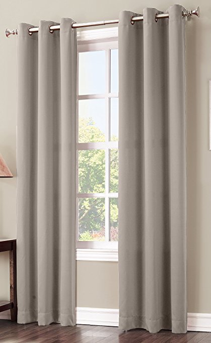 Sun Zero Easton Blackout Energy Efficient Grommet Curtain Panel, 40 x 84 Inch, Stone Beige