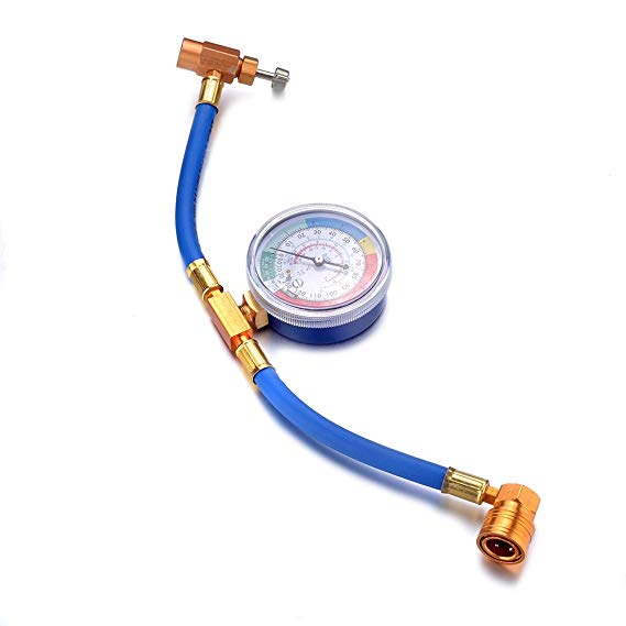 ATOPLEE 1 Pc R134A Air Conditioning Fluoride Pipe Refrigerant Addition Tube with 250PSI Cooling Pressure Gauge