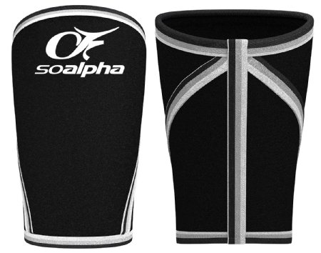 SO ALPHA Knee Sleeves (1 Pair) Support & Compression for Weightlifting, Powerlifting, Gym, Sports, & CrossFit - 7mm Premium Neoprene Sleeve - Both Men & Women - 1 Year Warranty