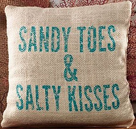 Sandy Toes & Salty Kisses Burlap Accent Pillow - 8-in x 8-in