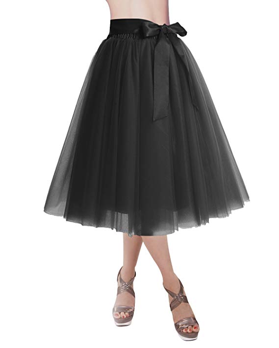 DRESSTELLS Knee Length Tulle Skirt Tutu Skirt Evening Party Gown Prom Formal Skirts