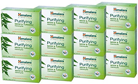 Himalaya Purifying Neem & Turmeric Cleansing Bar (12 PACK) for Clean and Healthy Looking Skin, 4.41 Oz/125 gm