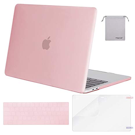 Mosiso MacBook Pro 15 Case 2017 & 2016 Release A1707, Plastic Hard Shell with Keyboard Cover with Screen Protector with Storage Bag for Newest MacBook Pro 15 Inch with Touch Bar, Pink