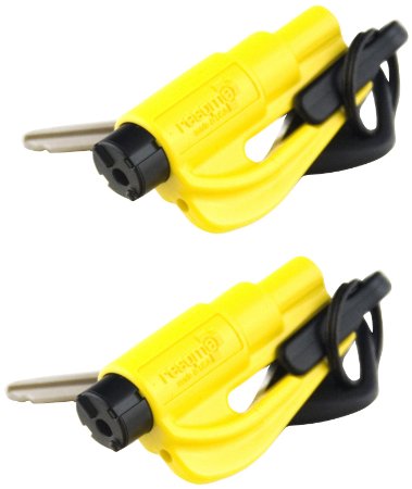 resqme Seatbelt Cutter and Window Glass Breaker 2 in 1 Quick Car Escape KeyChain Tool Yellow 53 by 83-Inch - Pack of 2
